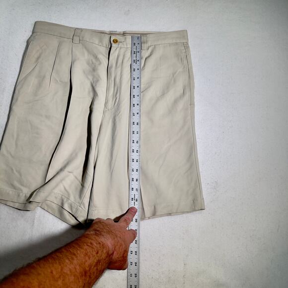 Tommy Bahama 100% Silk Shorts Men's 33W Cream Rib Knit Pleated Buttoned Pockets - Picture 8 of 10